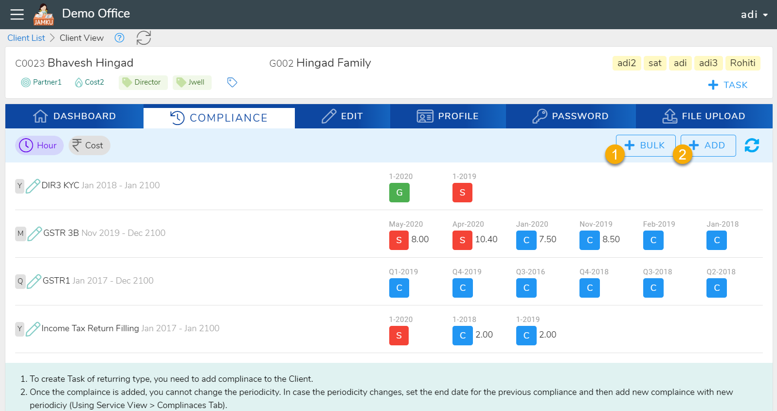 Client Compliance Tab