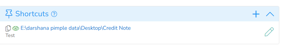 Shortcuts Management View