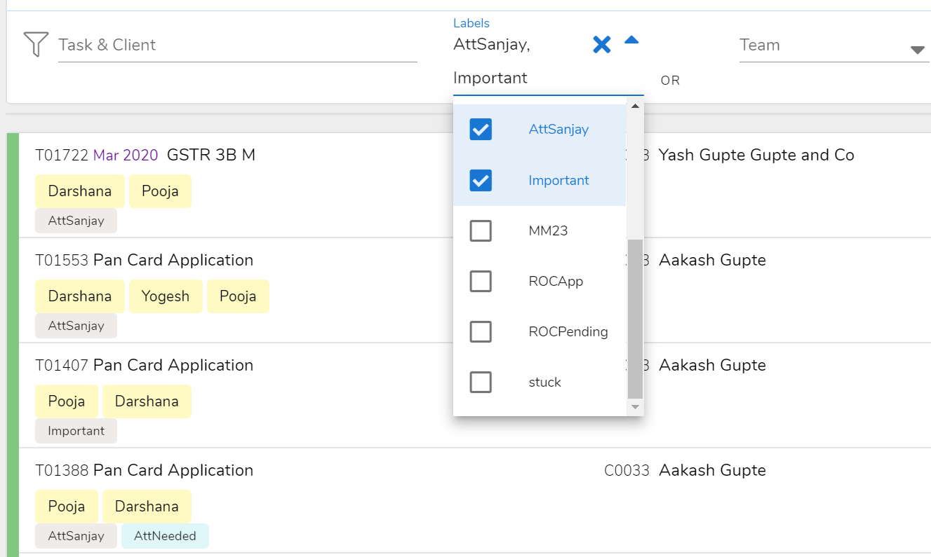 Label Filtering